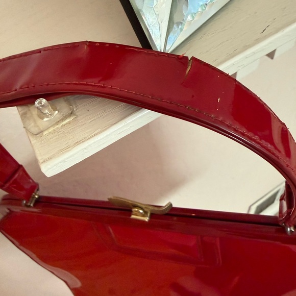 Vintage Red Patent Leather Handbag 10.5 X 13.5 - Picture 12 of 17
